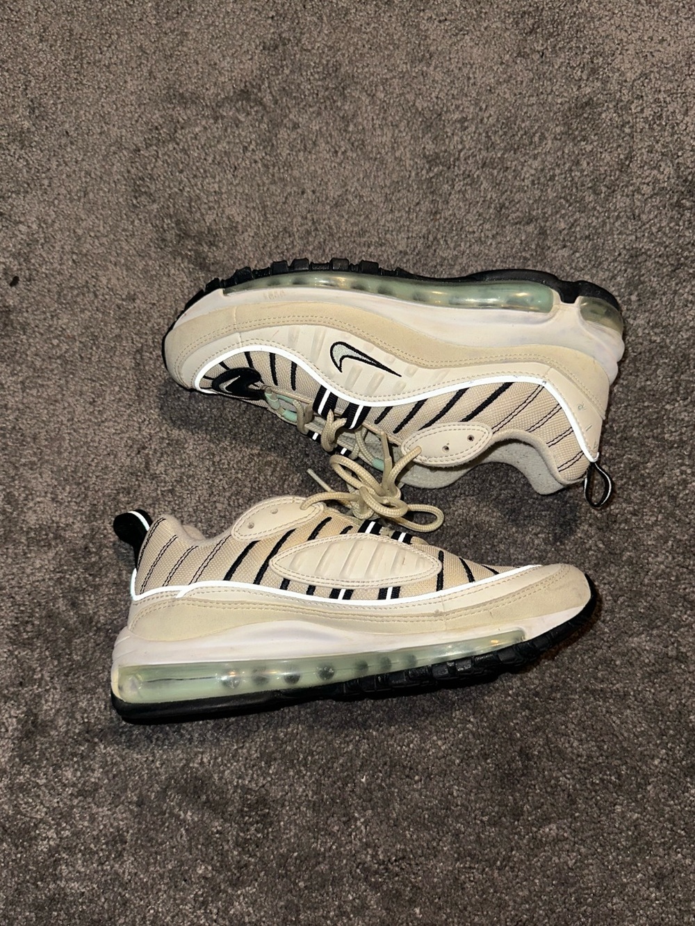 Nike Cream Black Air Max 98 with Translucent Green Air Unit